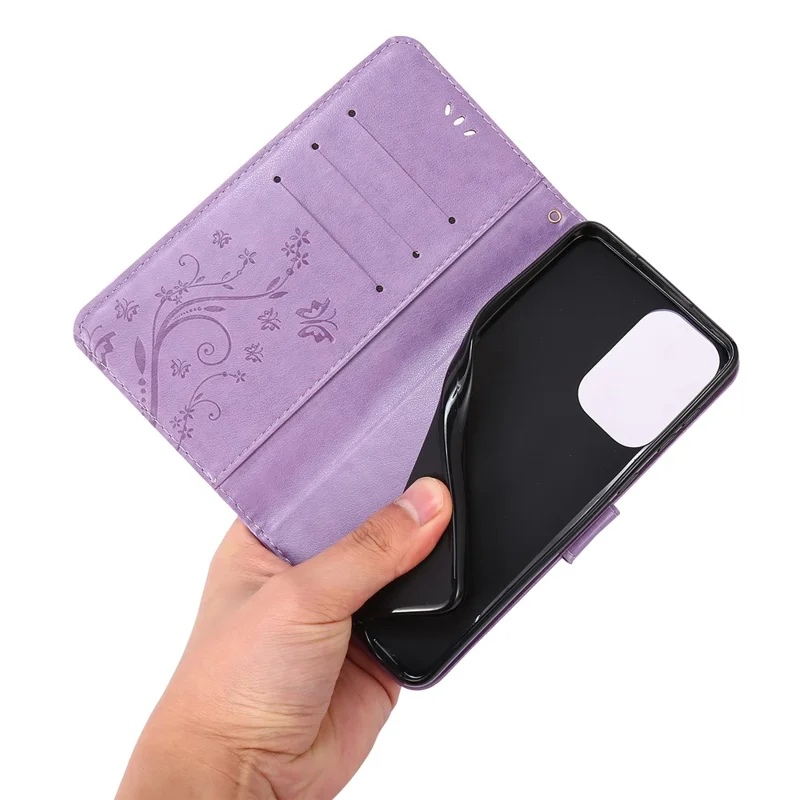 For Motorola Moto G Power (2024) Case Wallet PU Leather Phone Cover Butterfly Pattern - Light Purple