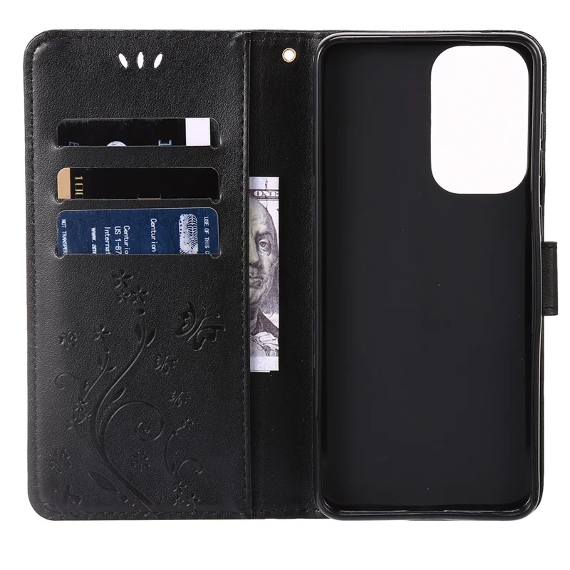 For Motorola Moto G Power (2024) Case Wallet PU Leather Phone Cover Butterfly Pattern - Black