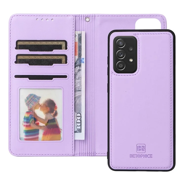 BETOPNICE 005 For Samsung Galaxy A52 4G / 5G / A52s 5G Leather Case Detachable Phone Cover - Purple