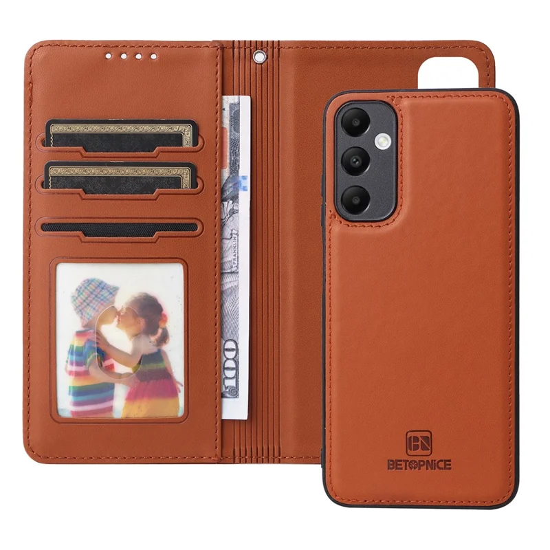 For Samsung Galaxy A05s 4G Magnetic Case BETOPNICE Detachable PU Leather Phone Cover with Strap - Brown