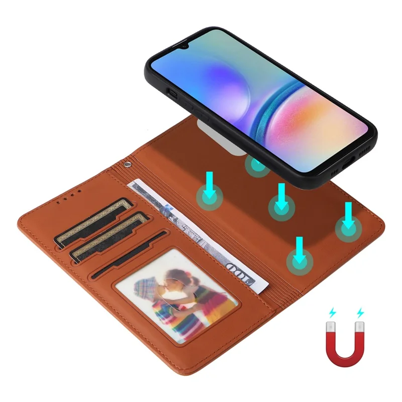 For Samsung Galaxy A05s 4G Magnetic Case BETOPNICE Detachable PU Leather Phone Cover with Strap - Brown