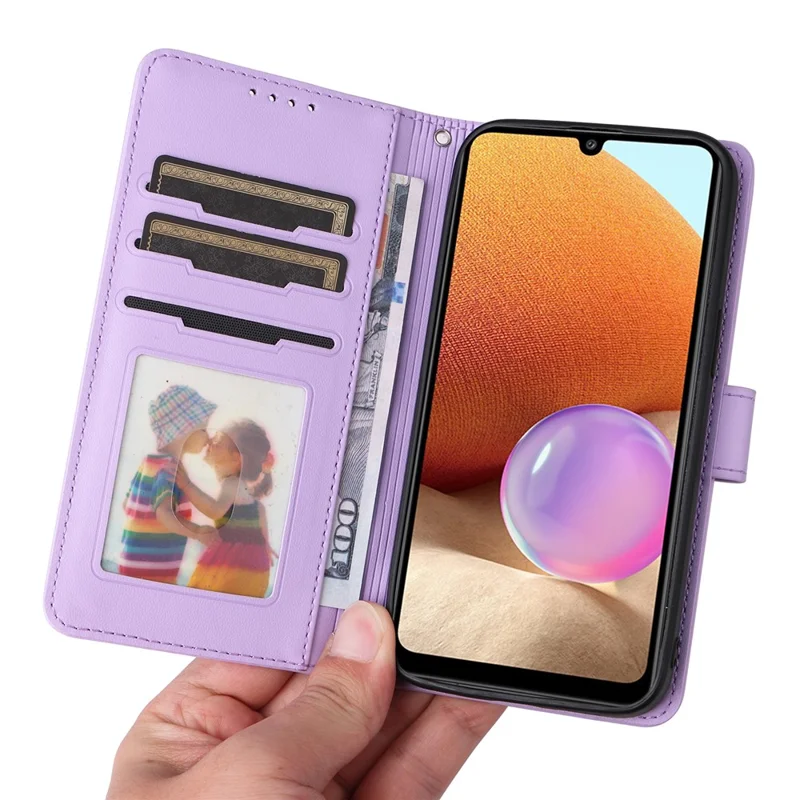 For Samsung Galaxy A32 4G (EU) Magnetic Case BETOPNICE Detachable PU Leather Phone Cover with Strap - Purple