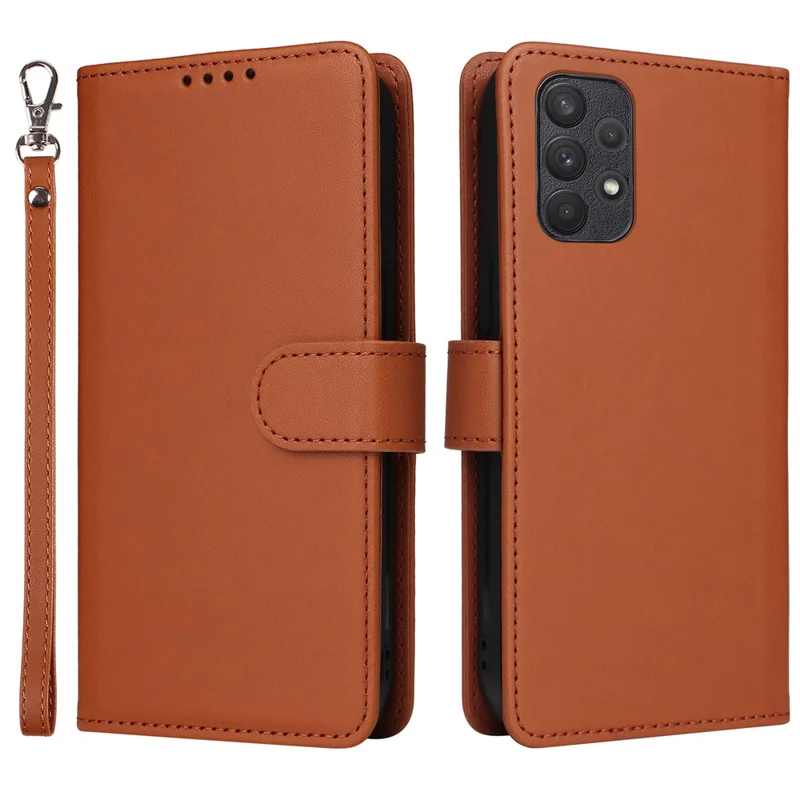 For Samsung Galaxy A32 4G (EU) Magnetic Case BETOPNICE Detachable PU Leather Phone Cover with Strap - Brown