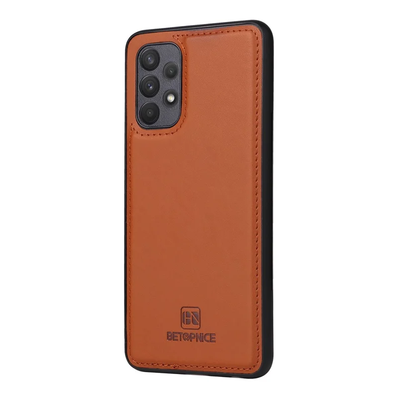 For Samsung Galaxy A32 4G (EU) Magnetic Case BETOPNICE Detachable PU Leather Phone Cover with Strap - Brown