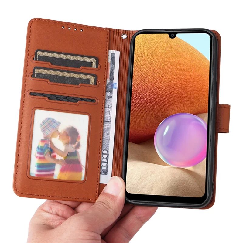 For Samsung Galaxy A32 4G (EU) Magnetic Case BETOPNICE Detachable PU Leather Phone Cover with Strap - Brown