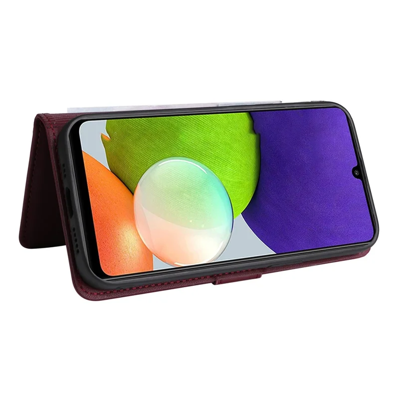 For Samsung Galaxy A22 4G (EU) / M22 / F22 / M32 (Global) 4G Magnetic Case BETOPNICE Detachable PU Leather Phone Cover with Strap - Wine Red