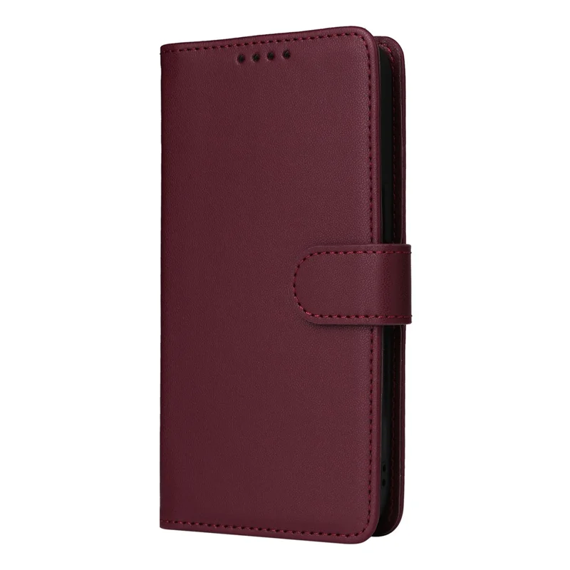 For Samsung Galaxy A22 4G (EU) / M22 / F22 / M32 (Global) 4G Magnetic Case BETOPNICE Detachable PU Leather Phone Cover with Strap - Wine Red