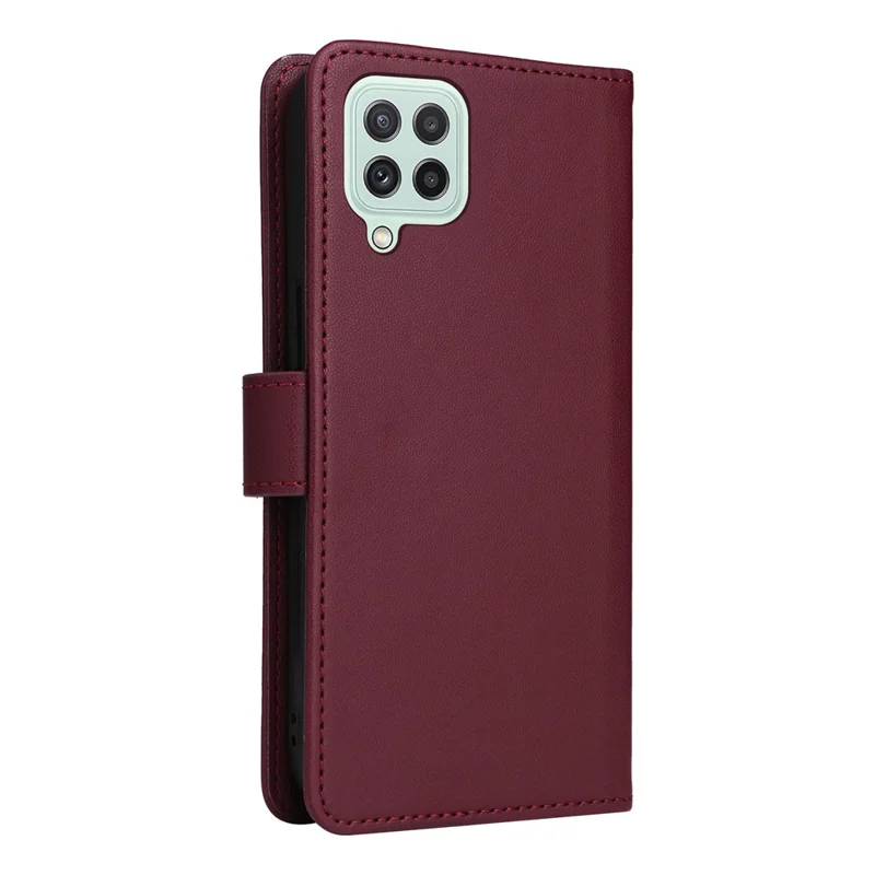For Samsung Galaxy A22 4G (EU) / M22 / F22 / M32 (Global) 4G Magnetic Case BETOPNICE Detachable PU Leather Phone Cover with Strap - Wine Red