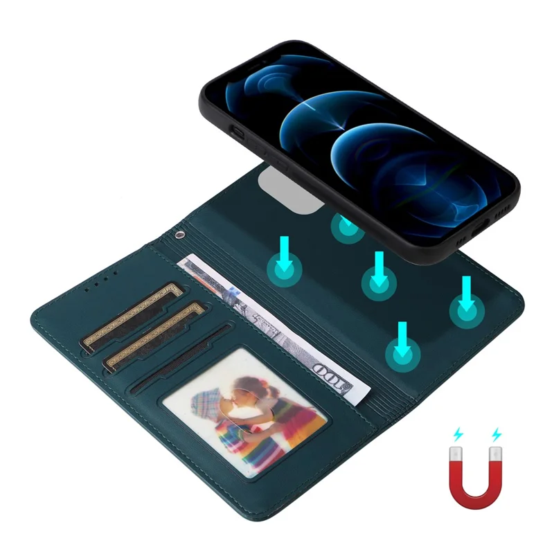For iPhone 12 Pro Max Magnetic Case BETOPNICE Detachable PU Leather Phone Cover with Strap - Blue