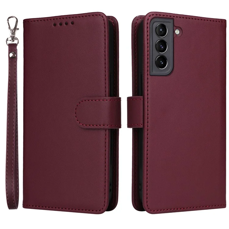 BETOPNICE 005 For Samsung Galaxy S21+ 5G Cell Phone Case Magnetic Detachable Leather Wallet Cover - Wine Red