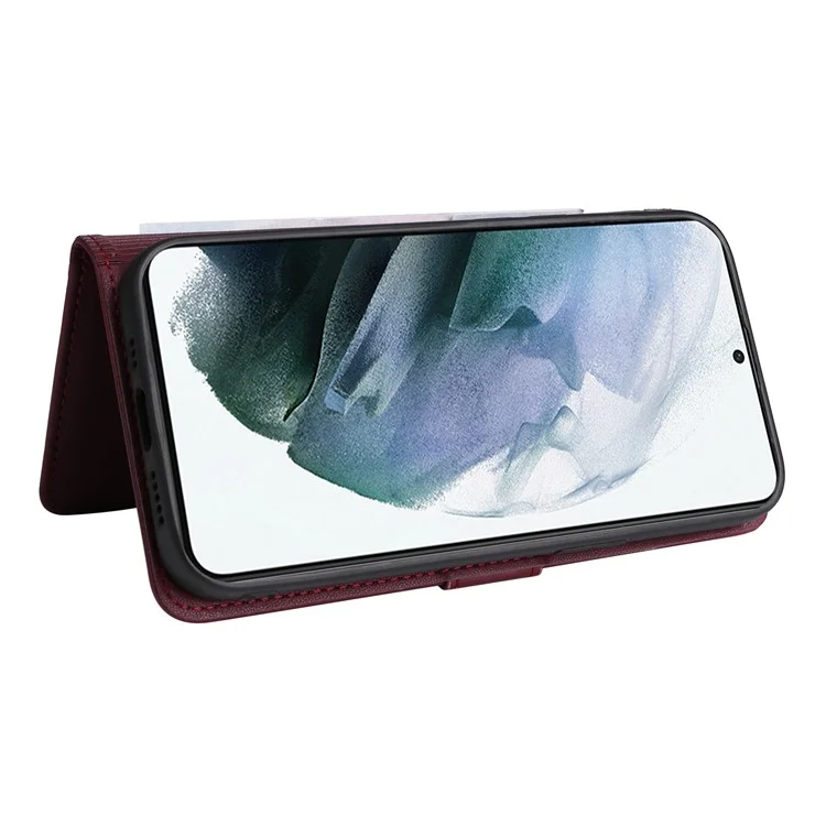 BETOPNICE 005 Чехол для телефона Samsung Galaxy S21+ 5G - Винно-красный кожаный бумажник с магнитным съемным покрытием