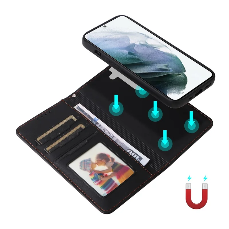 BETOPNICE 005 For Samsung Galaxy S21 4G / S21 5G Cell Phone Case Anti-shock Detachable PU Leather Shell - Black