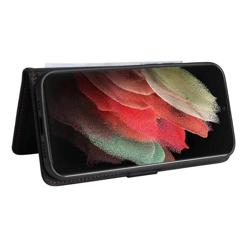 BETOPNICE 005 Funda para Samsung Galaxy S21 Ultra 5G Cubierta de Cuero Desmontable Tipo Cartera con Correa - Negro