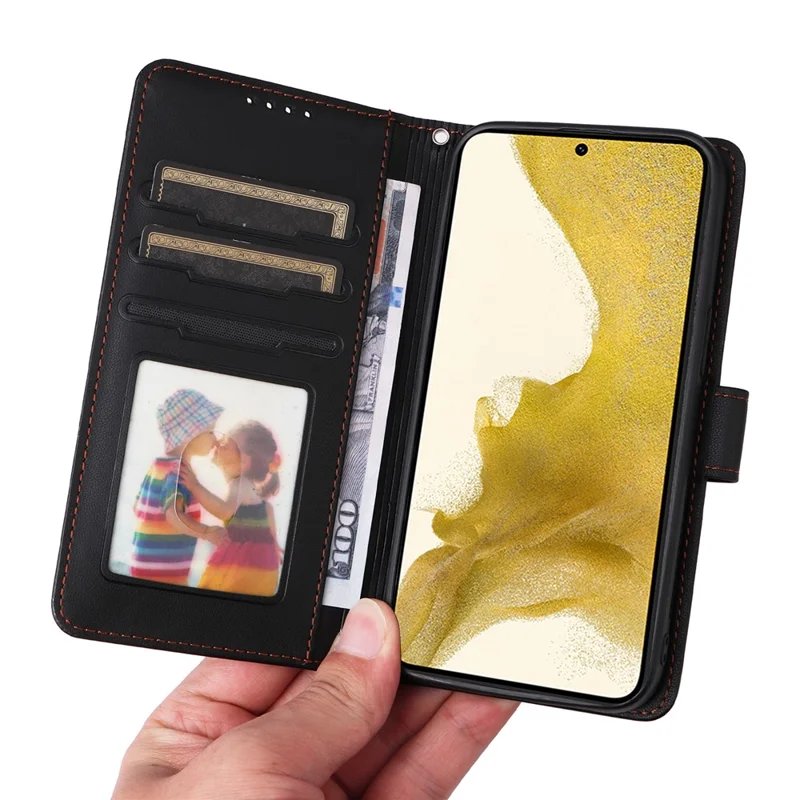 For Samsung Galaxy S22+ 5G Magnetic Case BETOPNICE Detachable PU Leather Phone Cover with Strap - Black