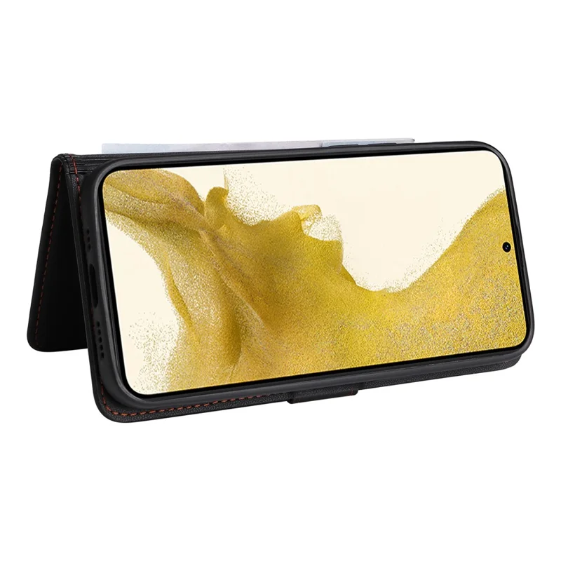 For Samsung Galaxy S22+ 5G Magnetic Case BETOPNICE Detachable PU Leather Phone Cover with Strap - Black