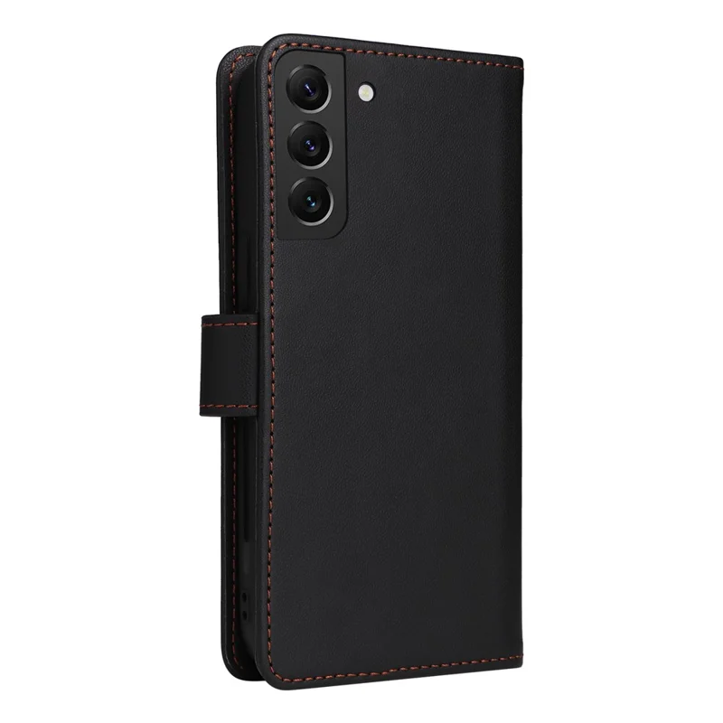 For Samsung Galaxy S22+ 5G Magnetic Case BETOPNICE Detachable PU Leather Phone Cover with Strap - Black