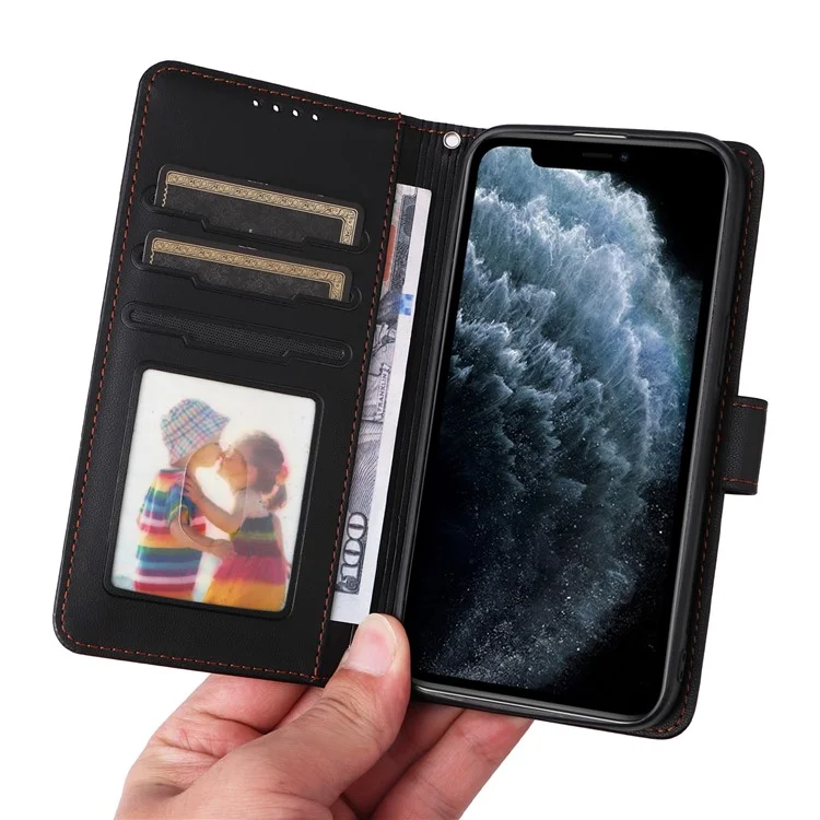 For iPhone 11 Pro Magnetic Case BETOPNICE Detachable PU Leather Phone Cover with Strap - Black