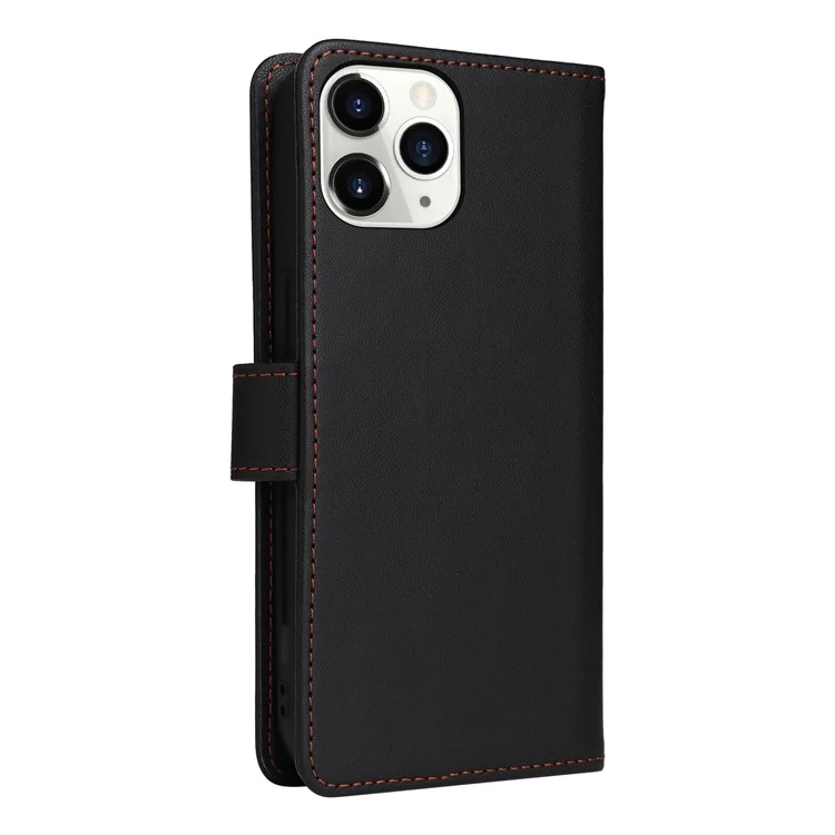 For iPhone 11 Pro Magnetic Case BETOPNICE Detachable PU Leather Phone Cover with Strap - Black