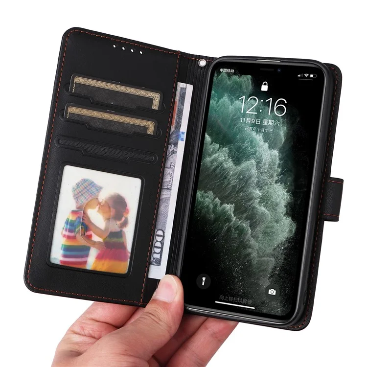 For iPhone 11 Pro Max Magnetic Case BETOPNICE Detachable PU Leather Phone Cover with Strap - Black