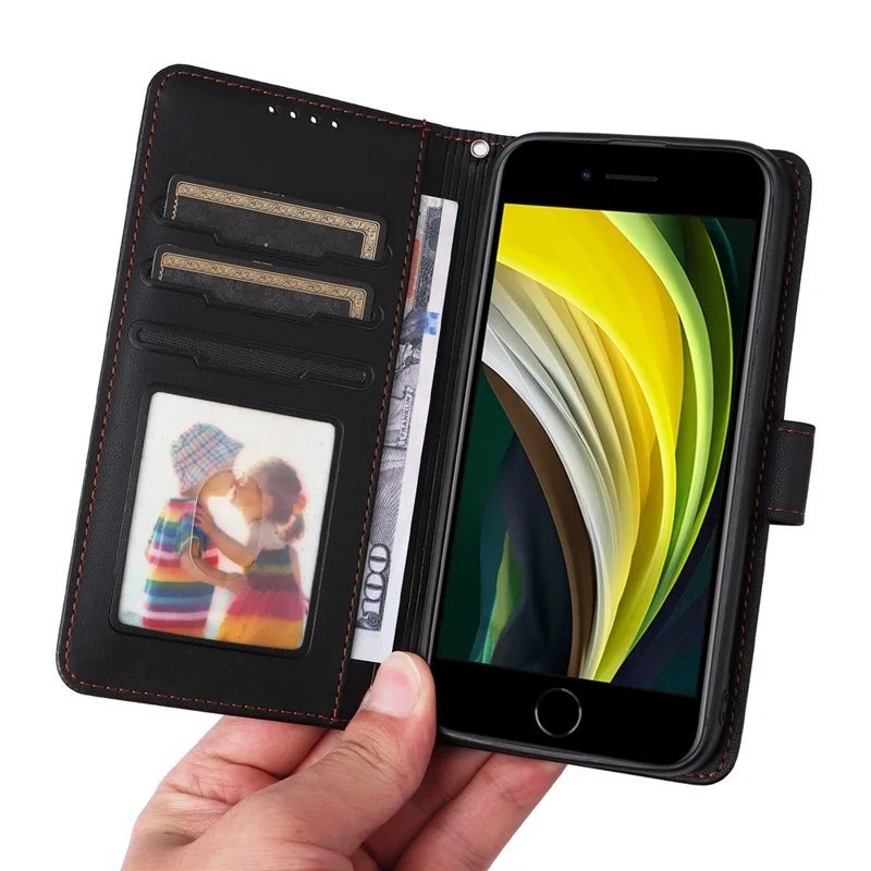 For iPhone 6 / 6s / 7 / 8 4.7 inch / SE (2022) / SE (2020) Magnetic Case BETOPNICE Detachable PU Leather Phone Cover with Strap - Black