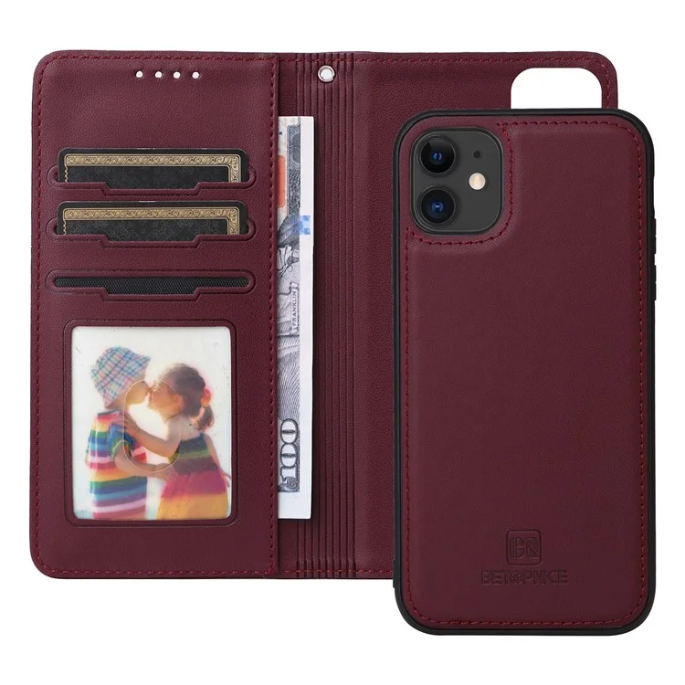 BETOPNICE 005 Чехол для iPhone 11 Съемный 2-в-1 Чехол-книжка - Вино Красный