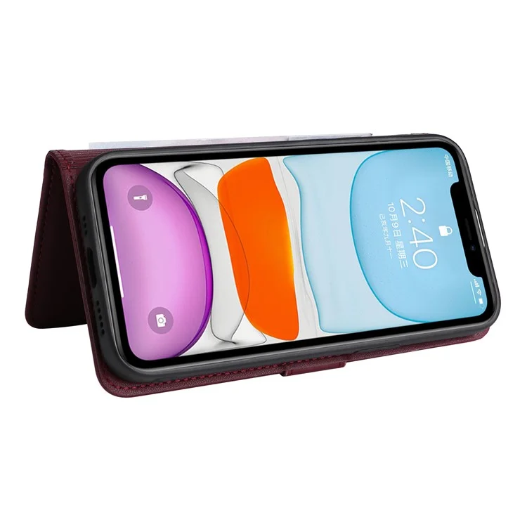BETOPNICE 005 Чехол для iPhone 11 Съемный 2-в-1 Чехол-книжка - Вино Красный