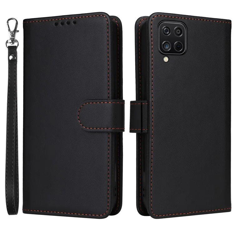 BETOPNICE 005 para Samsung Galaxy A12 / M12 / F12 Funda protectora magnética desmontable de cuero para teléfono - Negro