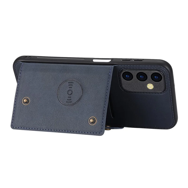 For Samsung Galaxy A35 5G Cell Phone Case PU Leather Coated TPU Cover with Card Slots - Blue