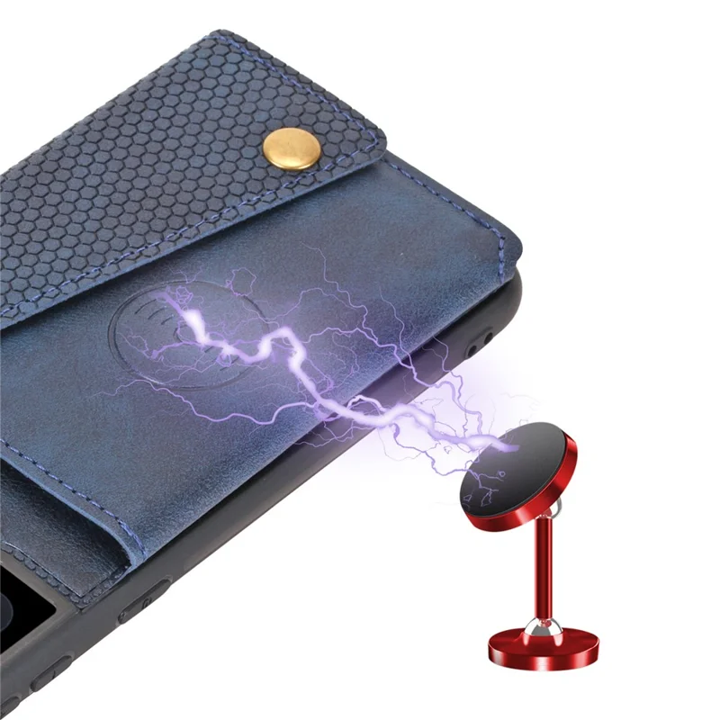 For Samsung Galaxy A35 5G Cell Phone Case PU Leather Coated TPU Cover with Card Slots - Blue