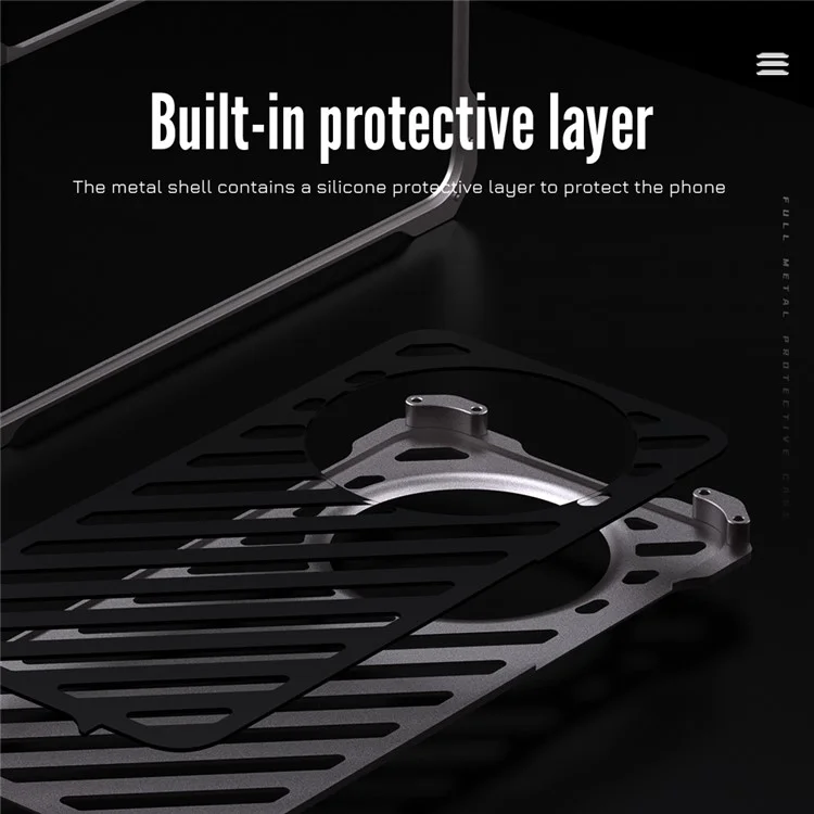 R-JUST RJ-50 für Huawei Mate 60 Pro Hülle Aluminiumlegierung Hohle Handyhülle mit Linsenschutz