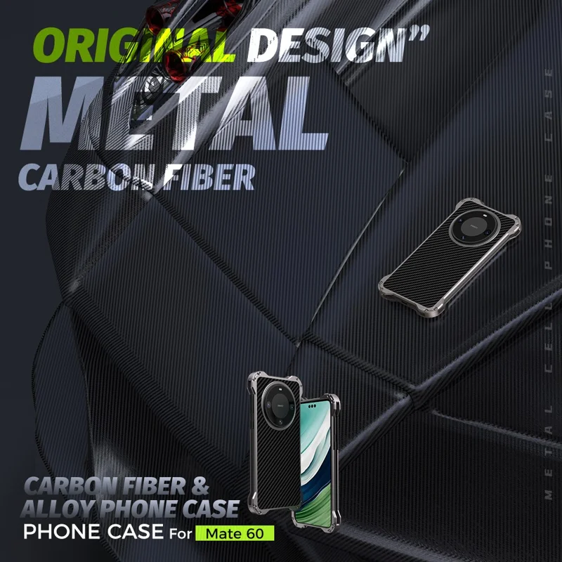 R-JUST RJ-51 Para Huawei Mate 60 Pro Capa Oca PC + Capa de Telefone Antichoque de Liga de Alumínio
