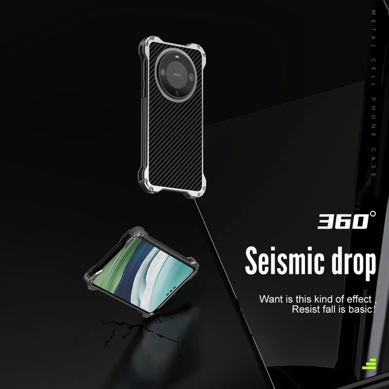 R-JUST RJ-51 Para Huawei Mate 60 Pro Capa Oca PC + Capa de Telefone Antichoque de Liga de Alumínio