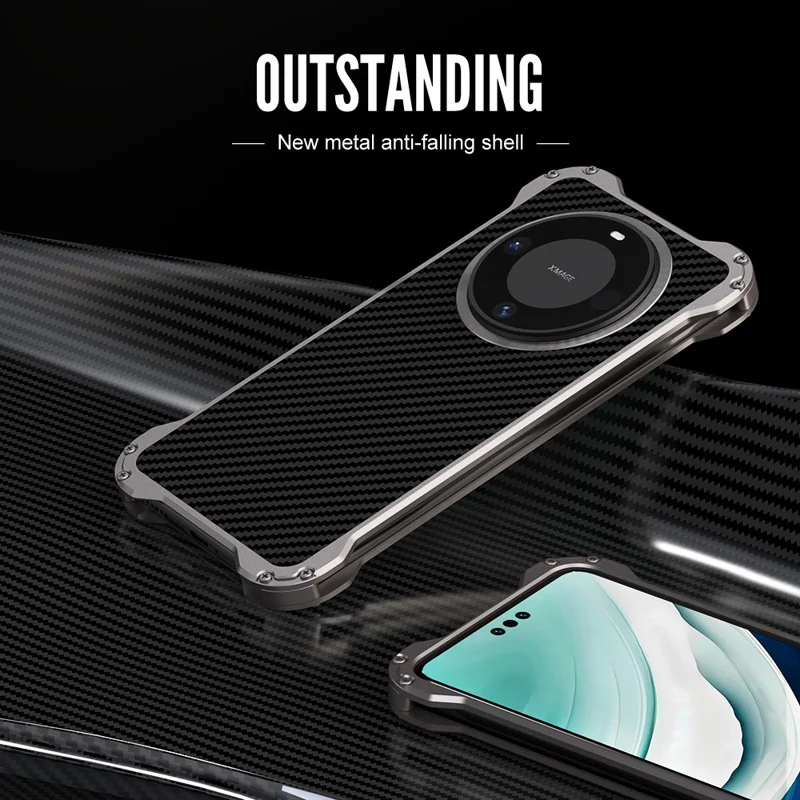 R-JUST RJ-51 Para Huawei Mate 60 Pro Capa Oca PC + Capa de Telefone Antichoque de Liga de Alumínio