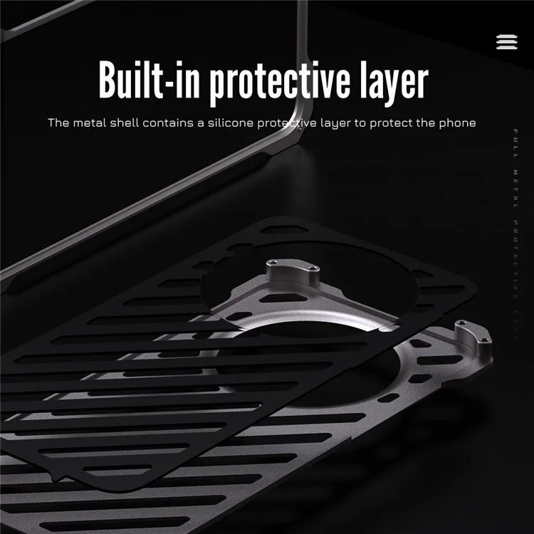 R-JUST RJ-50 For Huawei Mate 60 Cell Phone Case Hollow Aluminum Alloy Anti-drop Cover with Lens Protector