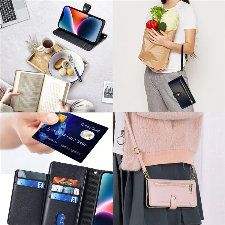 For Samsung Galaxy A52 4G / A52s 5G / A52 5G Case Wallet Leather Phone Cover with Hardware Buckle - Black