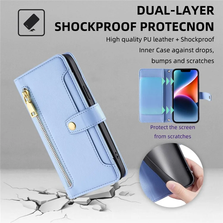 For Samsung Galaxy A52 4G / A52s 5G / A52 5G Case Wallet Leather Phone Cover with Hardware Buckle - Blue