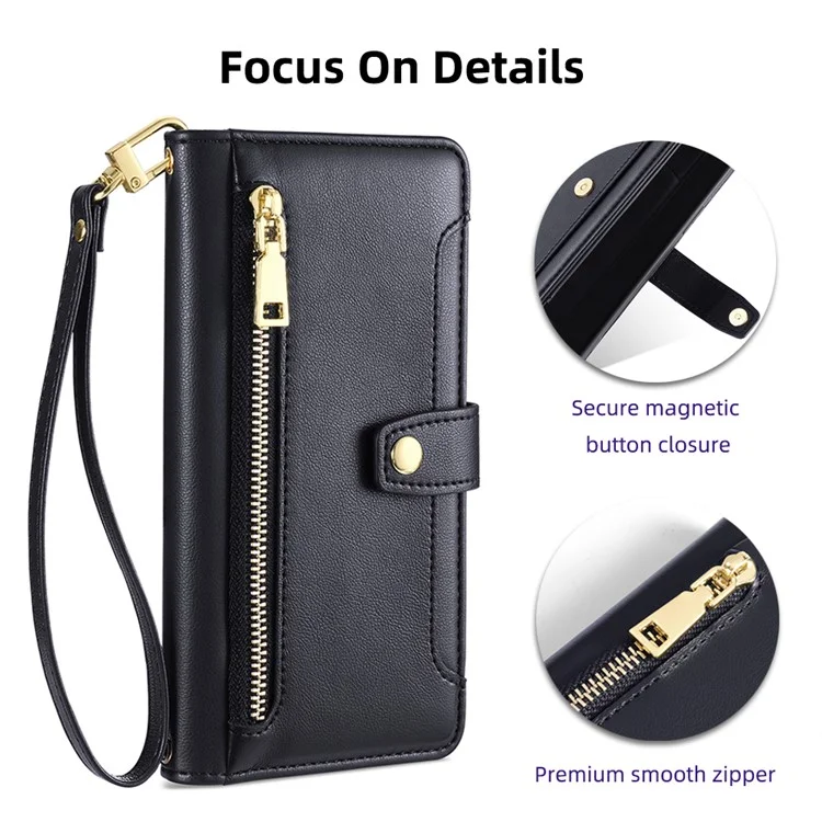 For iPhone 13 6.1 inch Case Drop-resistant Leather Flip Stand Phone Protector - Black