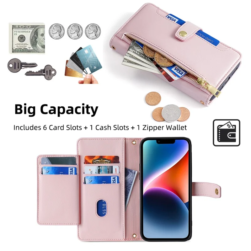 For iPhone 12 6.1 inch / 12 Pro 6.1 inch Phone Case Scratch-resistant PU Leather Flip Stand Cover - Pink