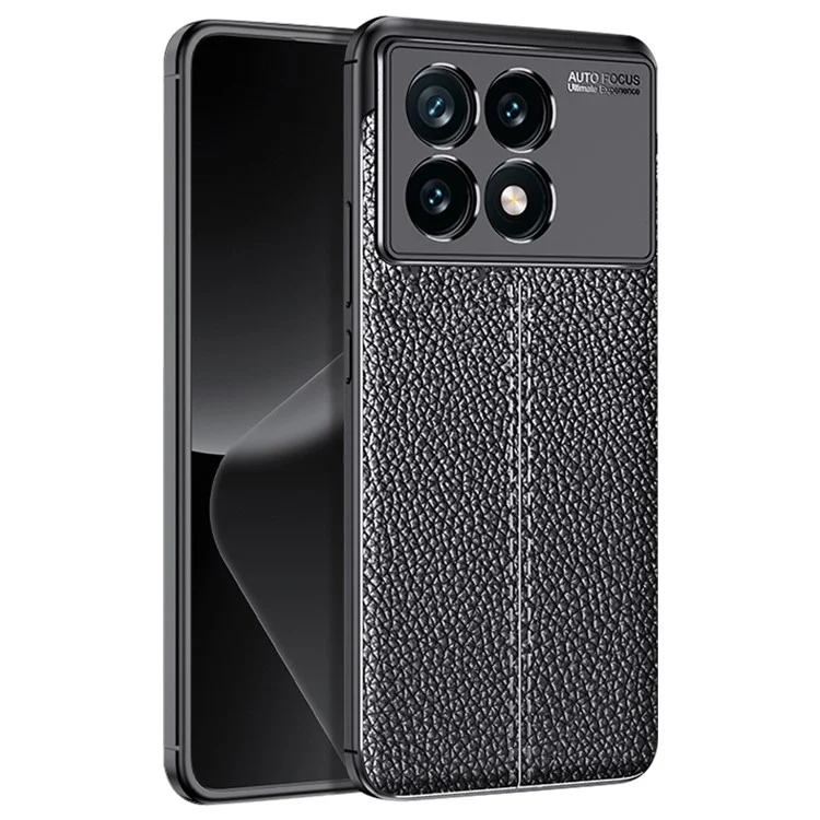 Para Xiaomi Redmi K70E 5G / Poco X6 Pro 5G Carcasa Anti-caída TPU Textura de Piel de Cordero Funda de Teléfono Móvil - Negro