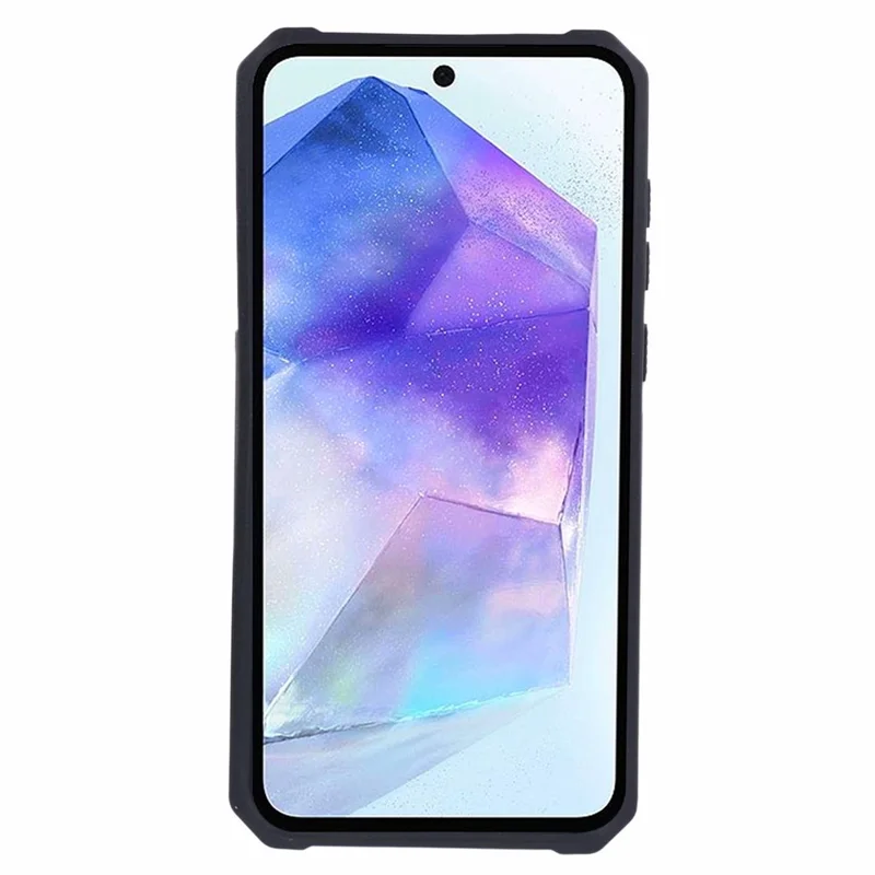 For Samsung Galaxy A55 5G Case PC+TPU Card Holder Phone Kickstand Cover with Slide Lens Lid - Purple