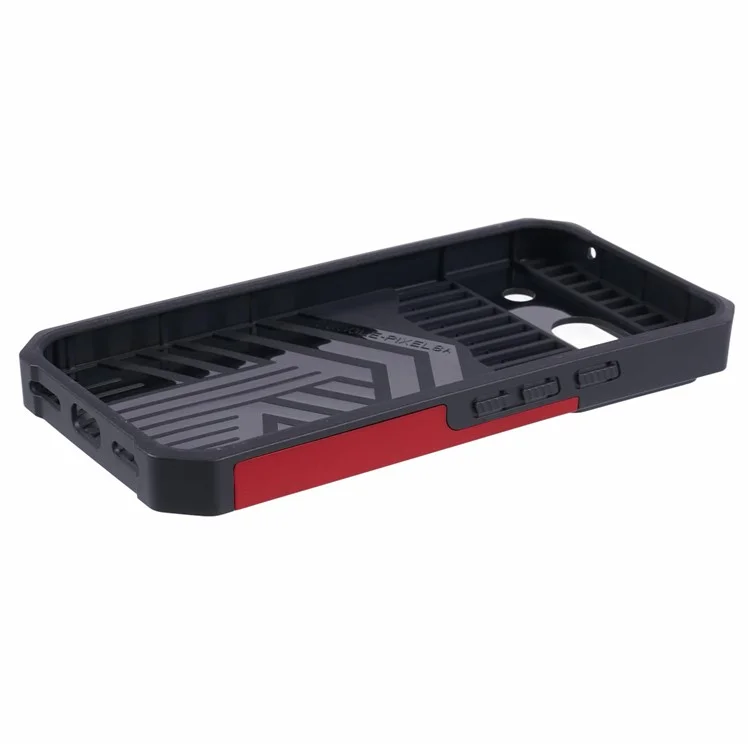 For Google Pixel 8a Cover Camera Slide Lid Card Holder Cell Phone Case with Ring Kickstand - Red
