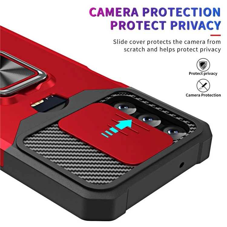 Funda con soporte y tapa para objetivo para Samsung Galaxy A35 5G - Rojo