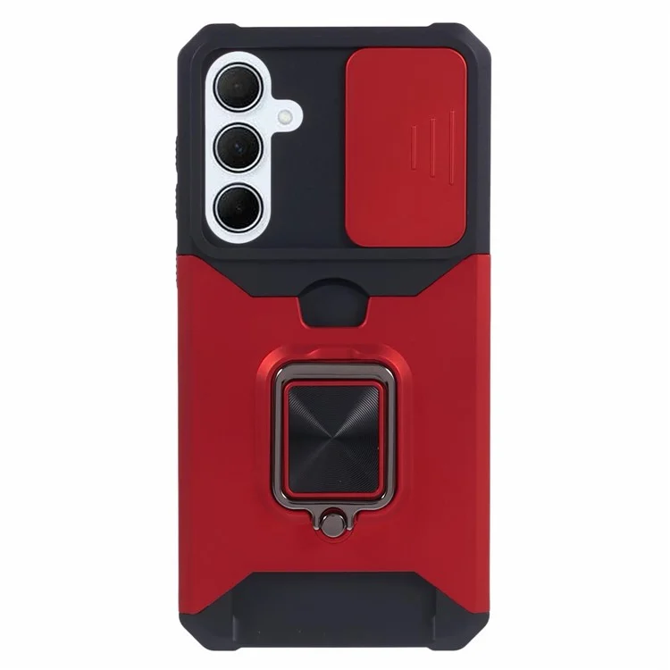 Funda con soporte y tapa para objetivo para Samsung Galaxy A35 5G - Rojo
