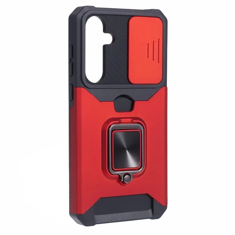 Funda con soporte y tapa para objetivo para Samsung Galaxy A35 5G - Rojo