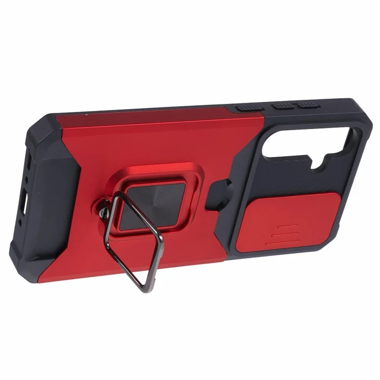 Funda con soporte y tapa para objetivo para Samsung Galaxy A35 5G - Rojo