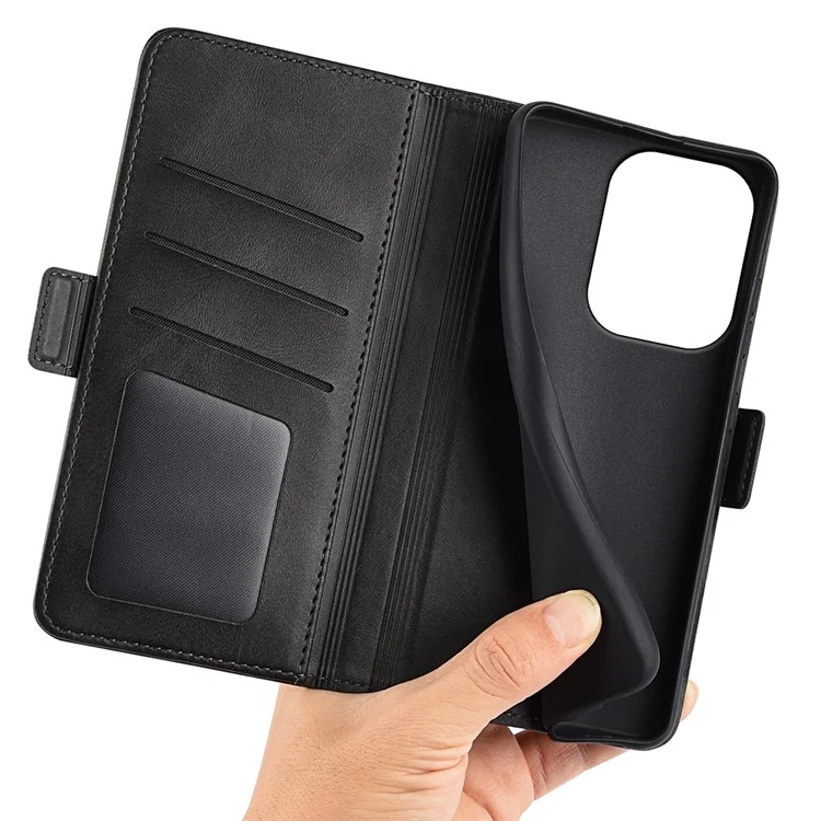 For Xiaomi Redmi Note 13 Pro 4G / Poco M6 Pro 4G Leather Wallet Phone Case Dual Magnetic Clasp - Black