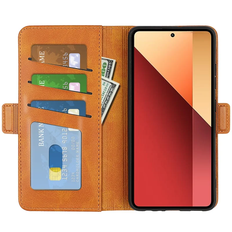 For Xiaomi Redmi Note 13 Pro 4G / Poco M6 Pro 4G Leather Wallet Phone Case Dual Magnetic Clasp - Yellow