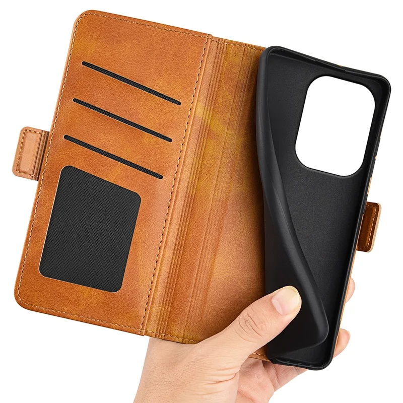 For Xiaomi Redmi Note 13 Pro 4G / Poco M6 Pro 4G Leather Wallet Phone Case Dual Magnetic Clasp - Yellow