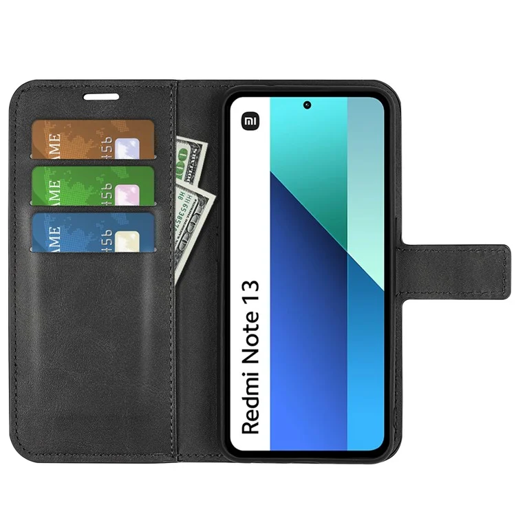 Per Xiaomi Redmi Note 13 4G Custodia Portafoglio in Pelle Flip Cover Magnetica - Nero
