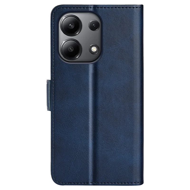 For Xiaomi Redmi Note 13 4G Cell Phone Case Dual Magnetic Clasp Leather Protective Cover - Blue